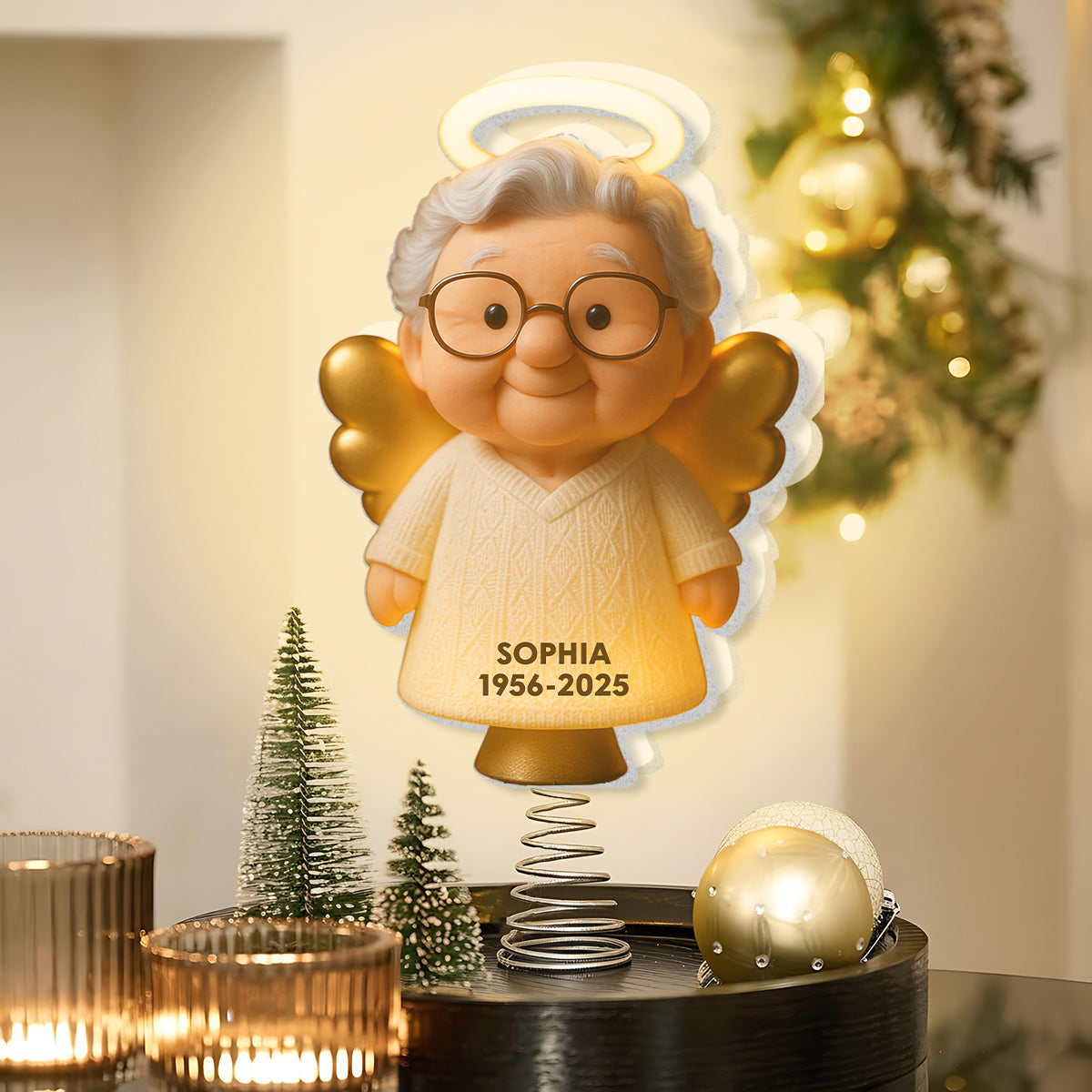 Souvenir de Noël - Décoration de sapin lumineuse LED personnalisée