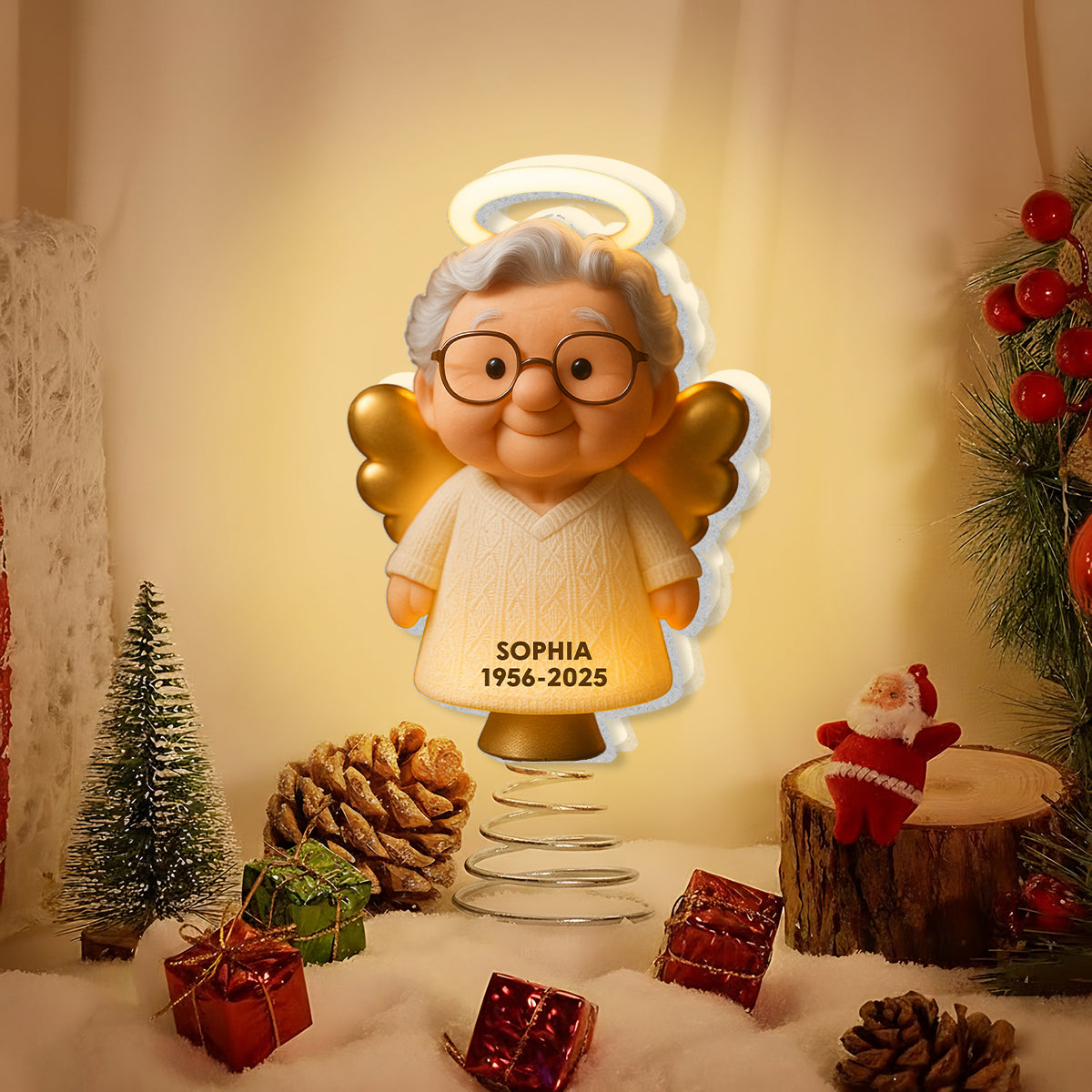 Souvenir de Noël - Décoration de sapin lumineuse LED personnalisée
