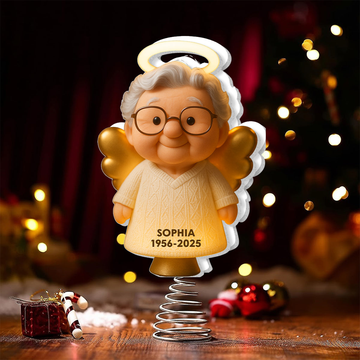 Souvenir de Noël - Décoration de sapin lumineuse LED personnalisée