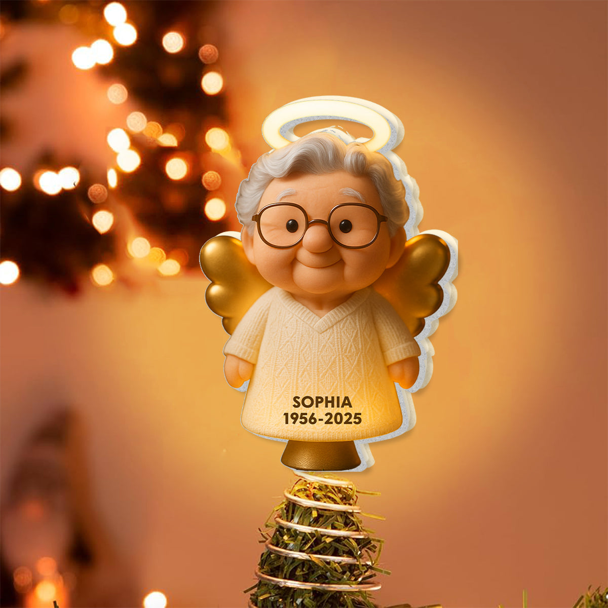 Souvenir de Noël - Décoration de sapin lumineuse LED personnalisée