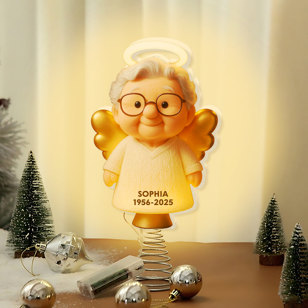 Souvenir de Noël - Décoration de sapin lumineuse LED personnalisée