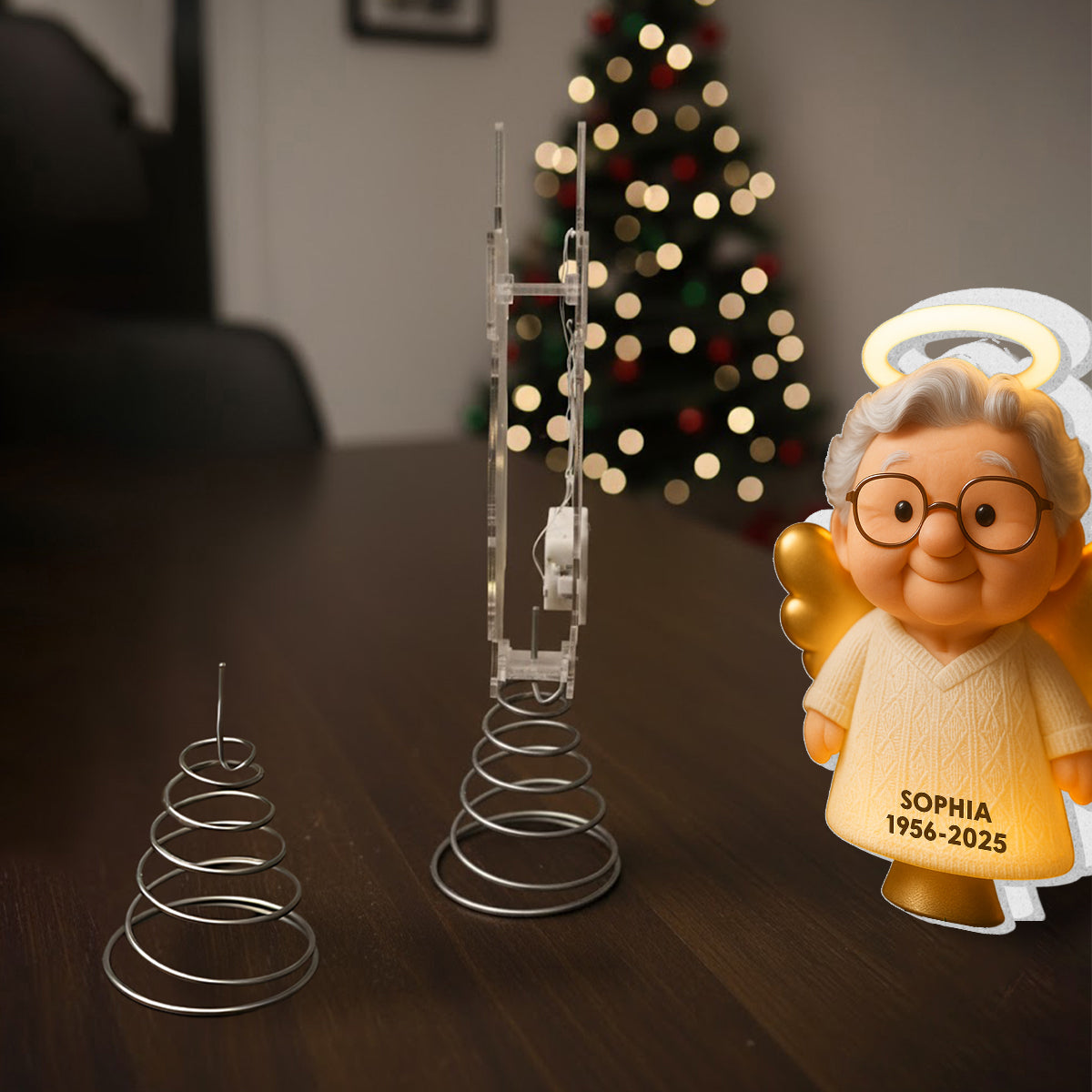 Souvenir de Noël - Décoration de sapin lumineuse LED personnalisée
