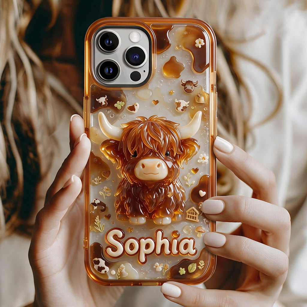 Highland Cow 3D Jelly Effect - Personalized Highland Cow Full Print Phone Case