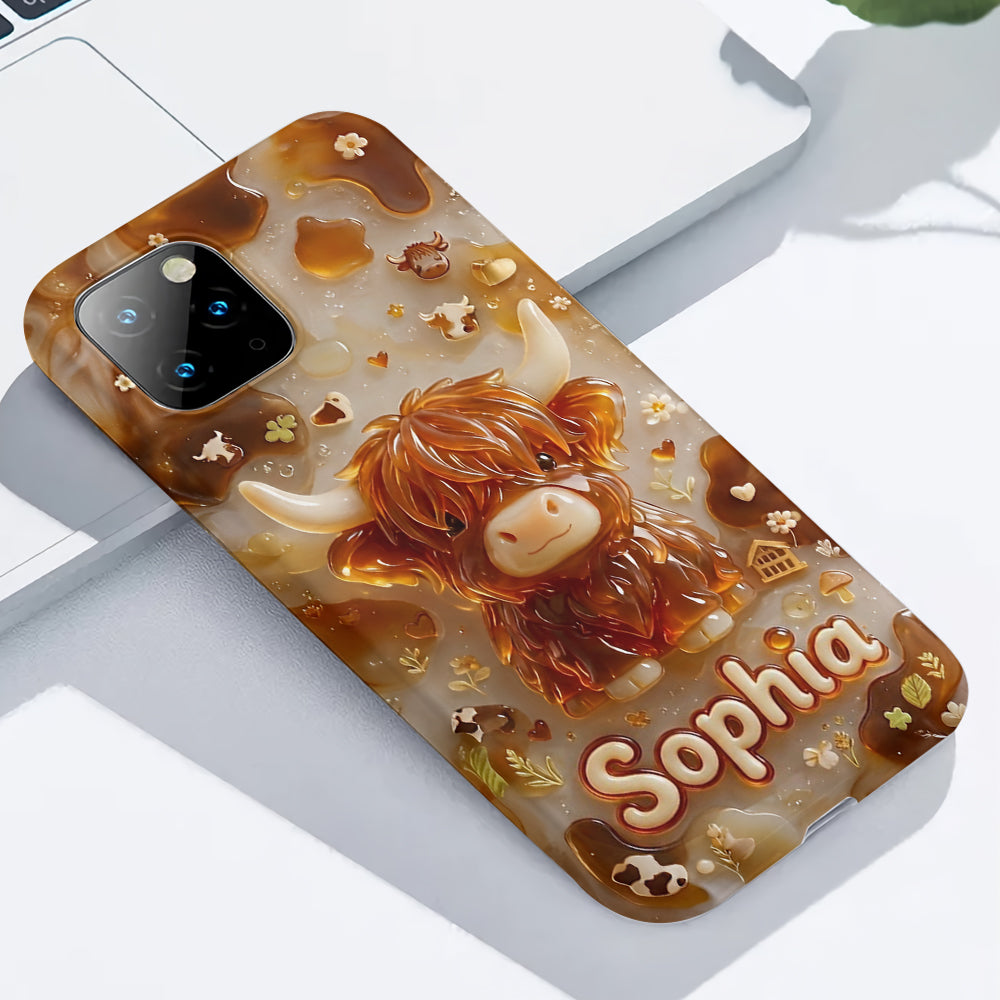 Highland Cow 3D Jelly Effect - Personalized Highland Cow Full Print Phone Case