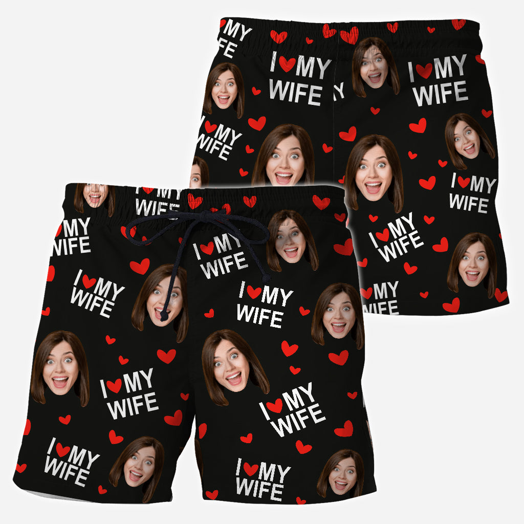 J'aime mon mari - Maillot de bain bikini triangle personnalisé pour couple et short pour homme