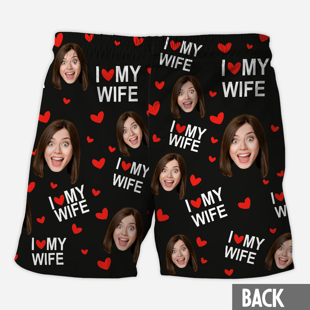 J'aime mon mari - Maillot de bain bikini triangle personnalisé pour couple et short pour homme