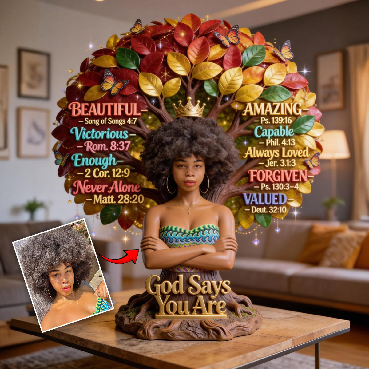 Dieu dit que tu es, Mois de l'histoire des Noirs - Plaque acrylique personnalisée de forme afro-américaine