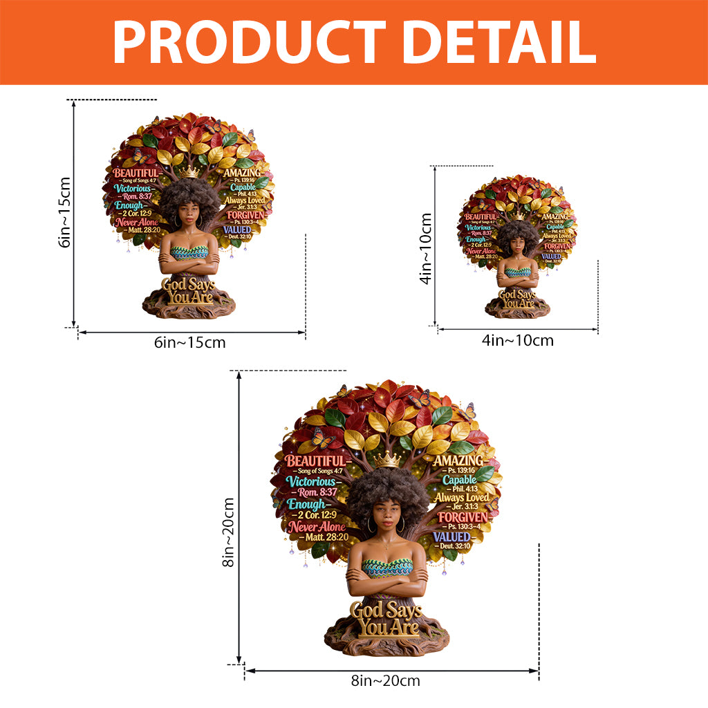 Dieu dit que tu es, Mois de l'histoire des Noirs - Plaque acrylique personnalisée de forme afro-américaine