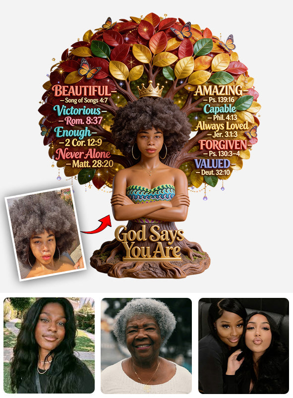 Dieu dit que tu es, Mois de l'histoire des Noirs - Plaque acrylique personnalisée de forme afro-américaine