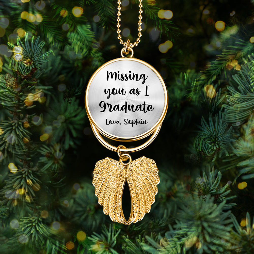Graduation Hat Tassel Charm - Personalized Graduation Wings Ornament