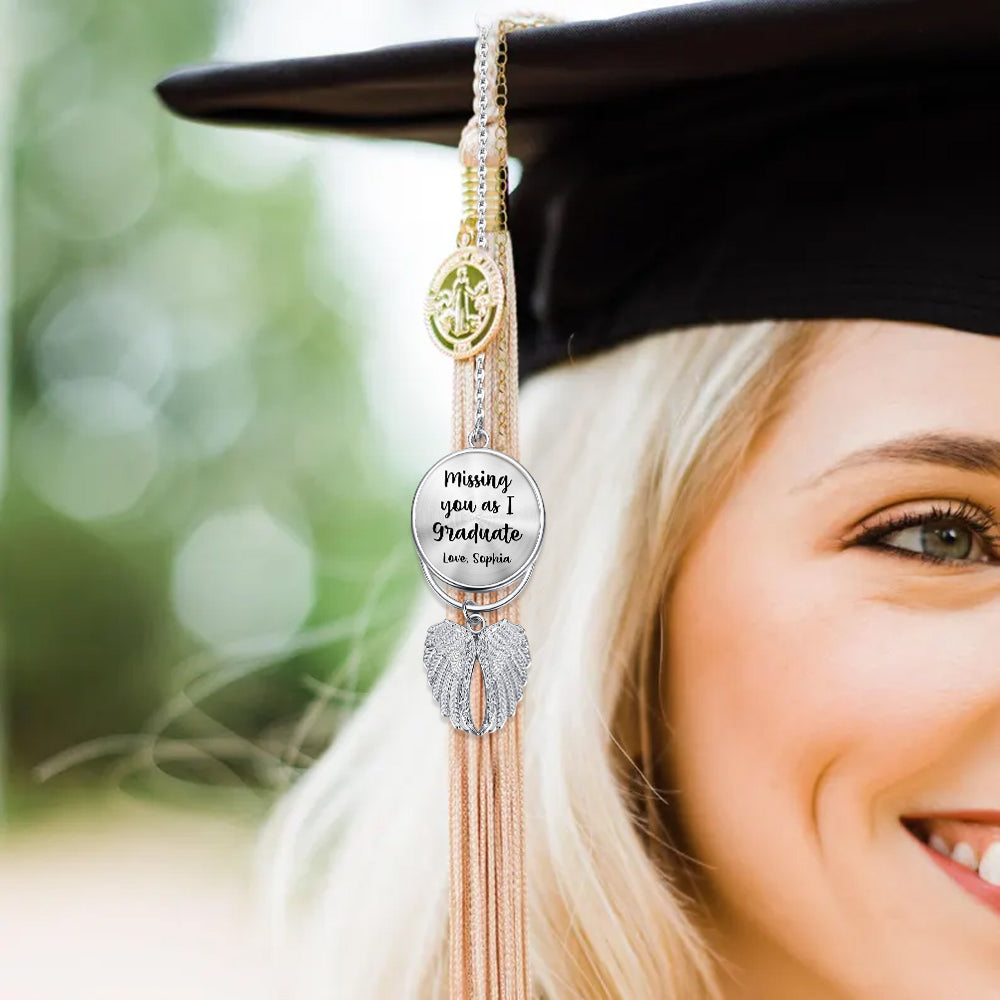 Graduation Hat Tassel Charm - Personalized Graduation Wings Ornament