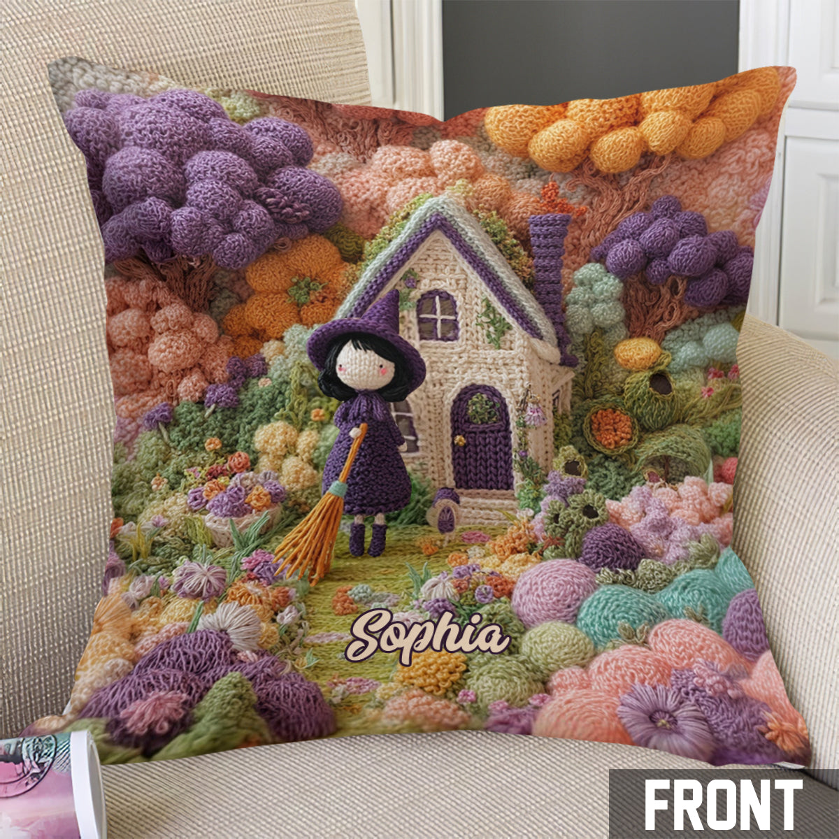 Petite Sorcière - Coussin décoratif personnalisé Sorcière