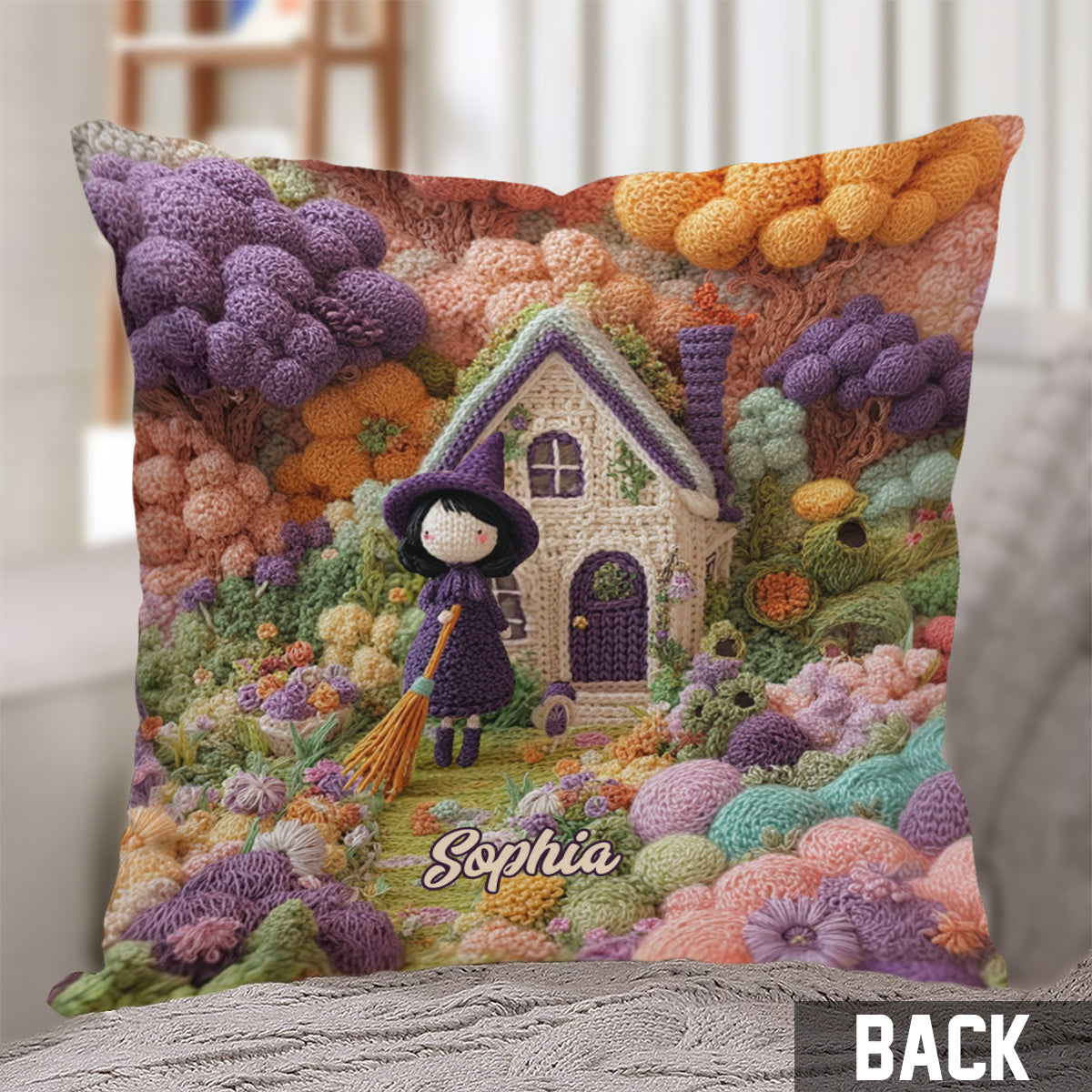 Petite Sorcière - Coussin décoratif personnalisé Sorcière