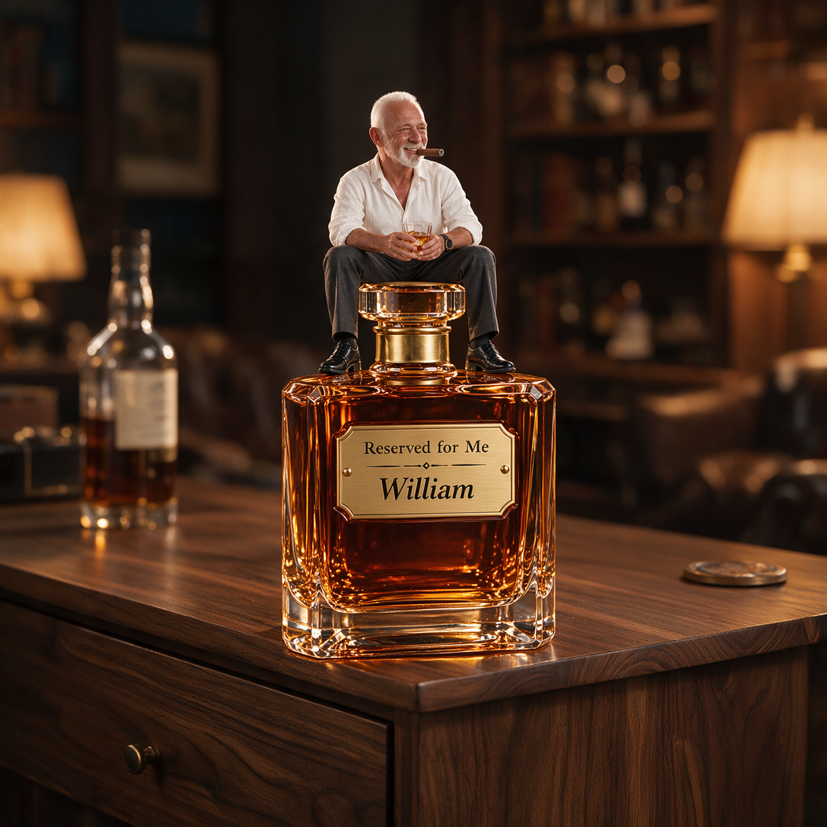 Personalized Whiskey Acrylic Plaque - Custom Photo Decanter-Top Sculpture