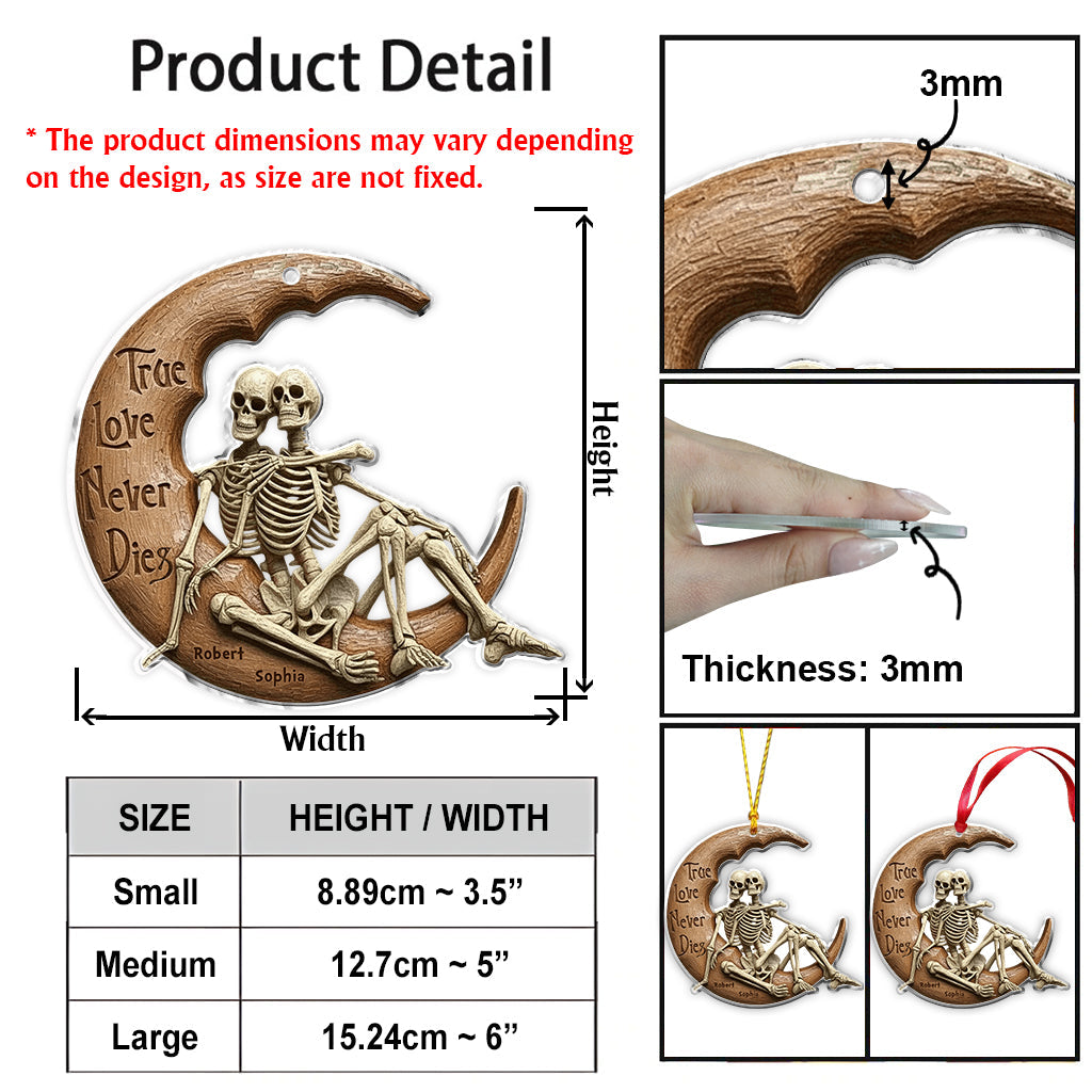 True Love Never Dies Skull Couple - Personalized Skull Ornament