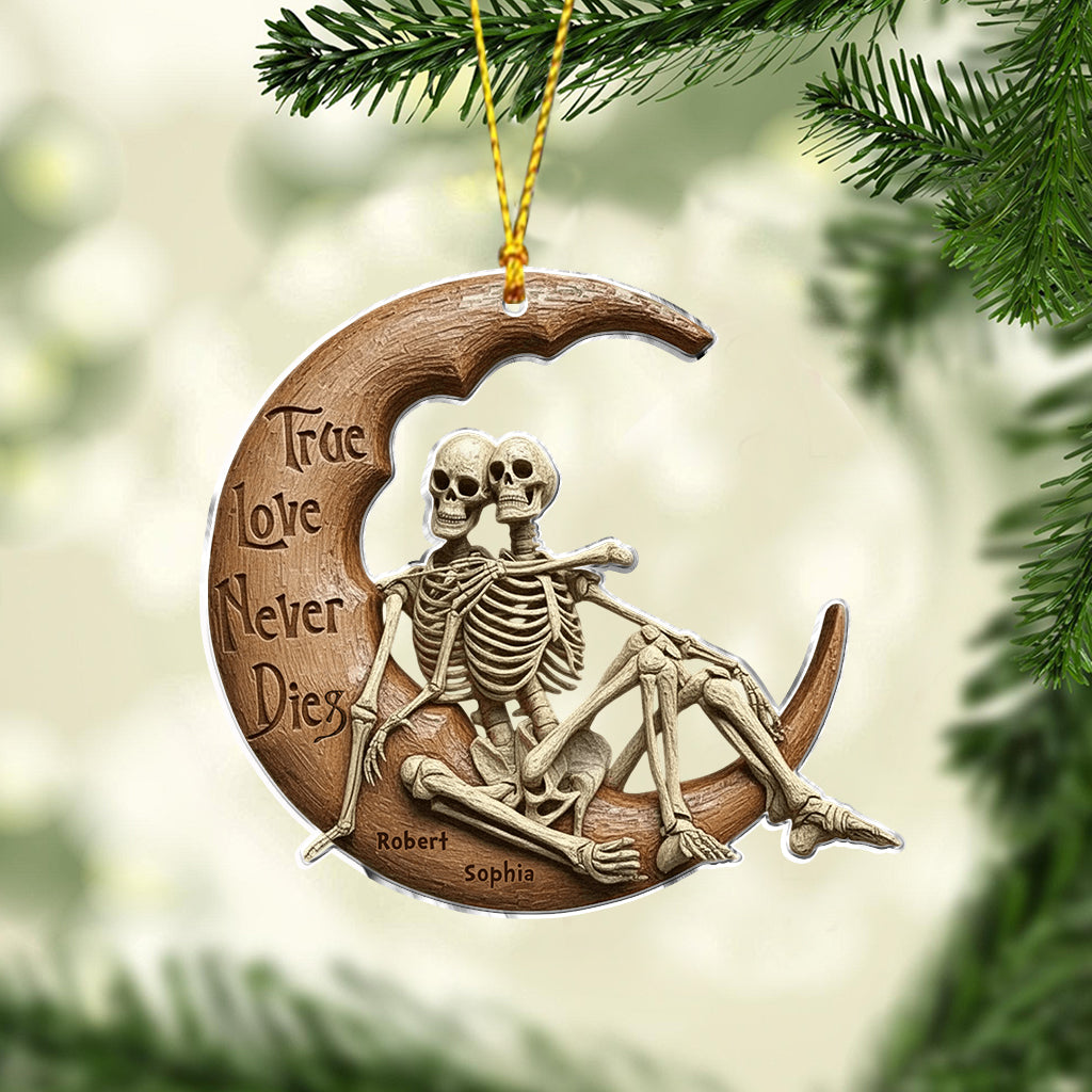 True Love Never Dies Skull Couple - Personalized Skull Ornament