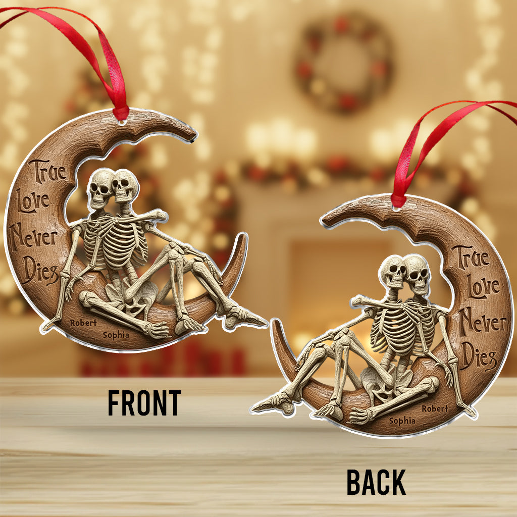 True Love Never Dies Skull Couple - Personalized Skull Ornament