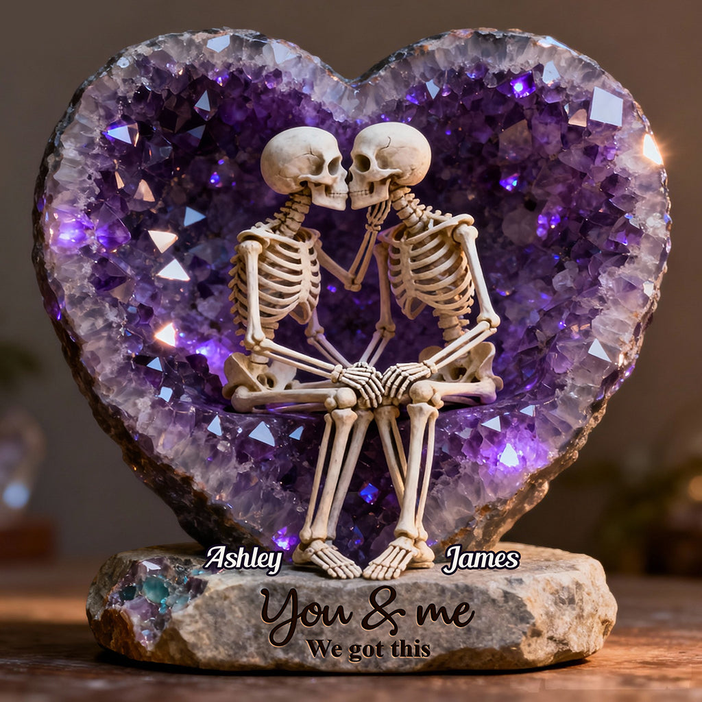 Toi et moi, on gère ! - Plaque acrylique personnalisée en forme de crâne