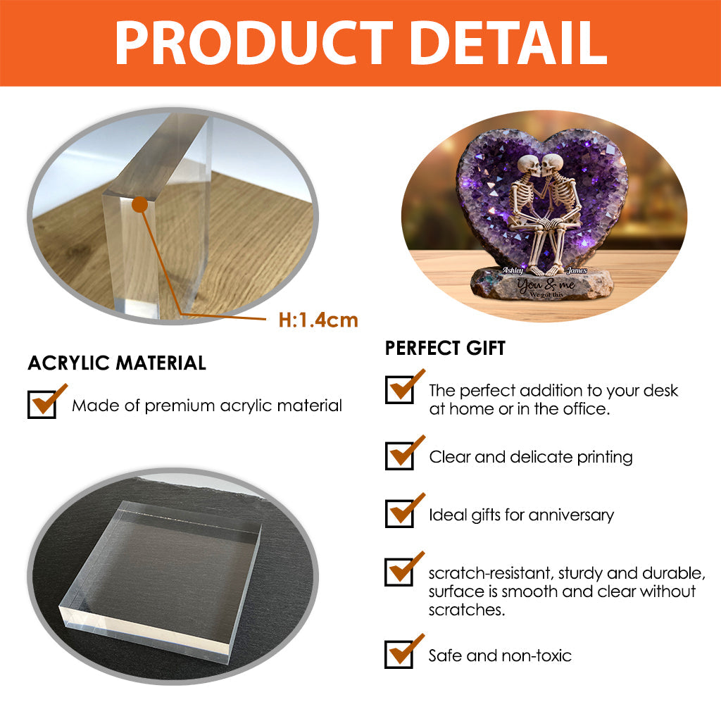 Toi et moi, on gère ! - Plaque acrylique personnalisée en forme de crâne