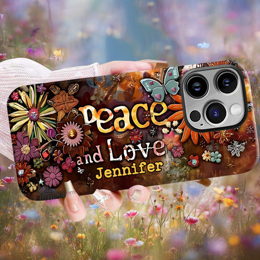 Paix et amour - Coque de téléphone personnalisée hippie avec imprimé intégral