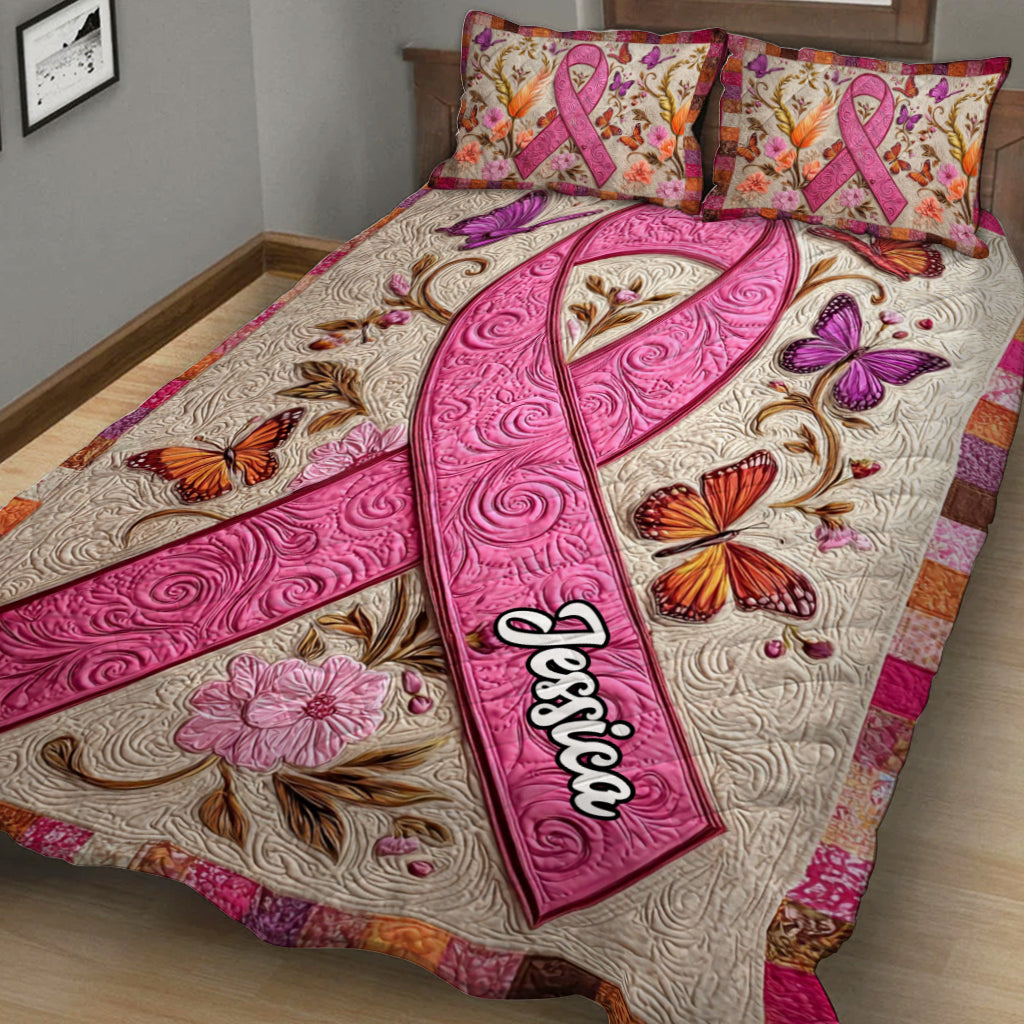 Faith Hope Love - Personalized Breast Cancer Awareness Quilt Set