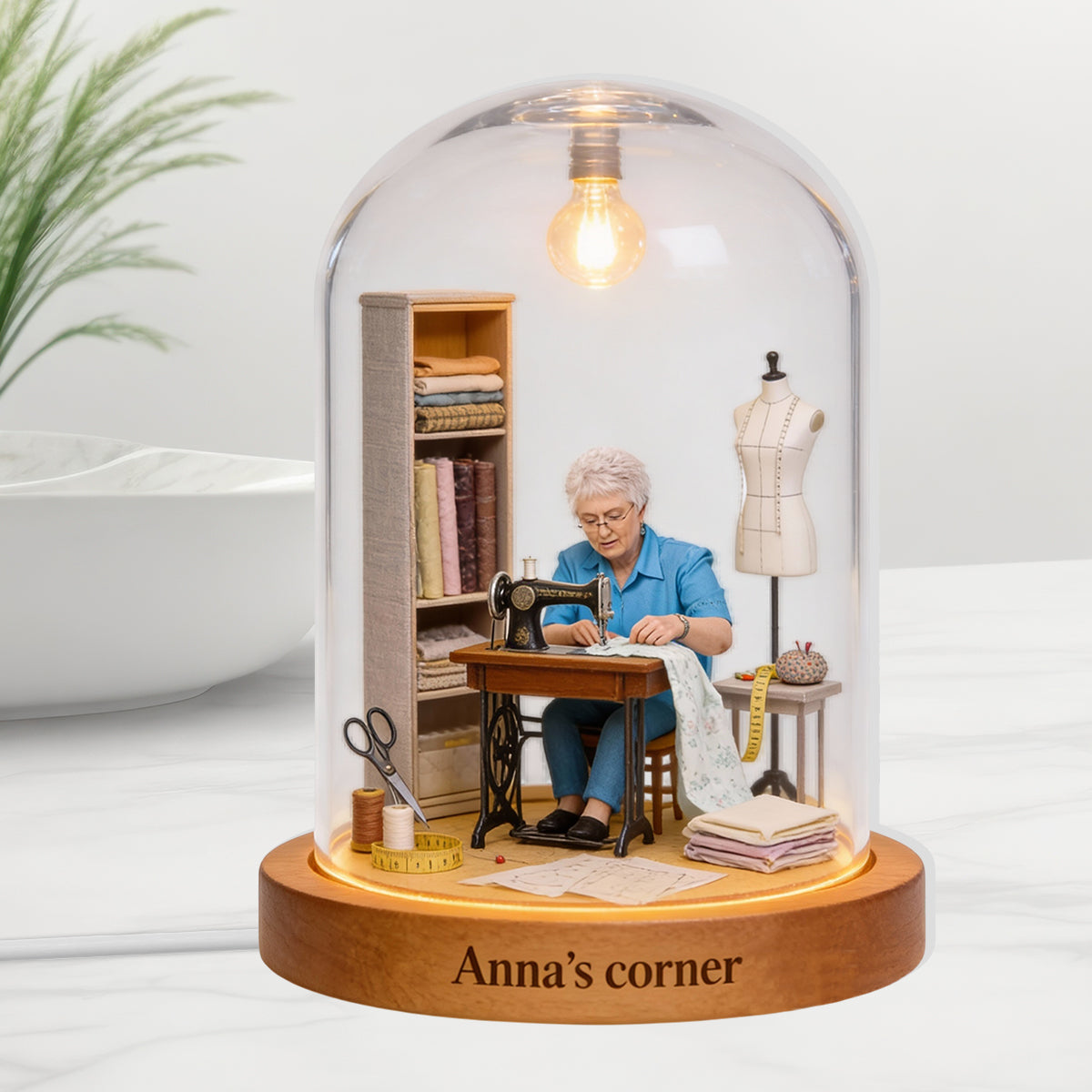 Veilleuse LED personnalisée en acrylique pour la couture - Passionnée de couture