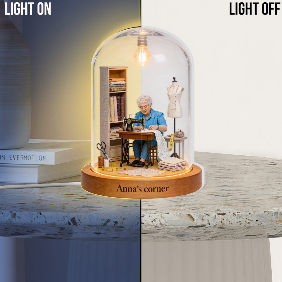 Veilleuse LED personnalisée en acrylique pour la couture - Passionnée de couture
