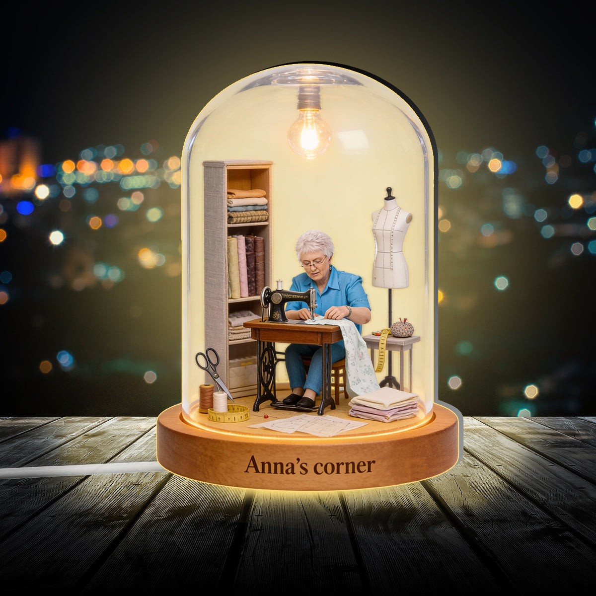 Veilleuse LED personnalisée en acrylique pour la couture - Passionnée de couture