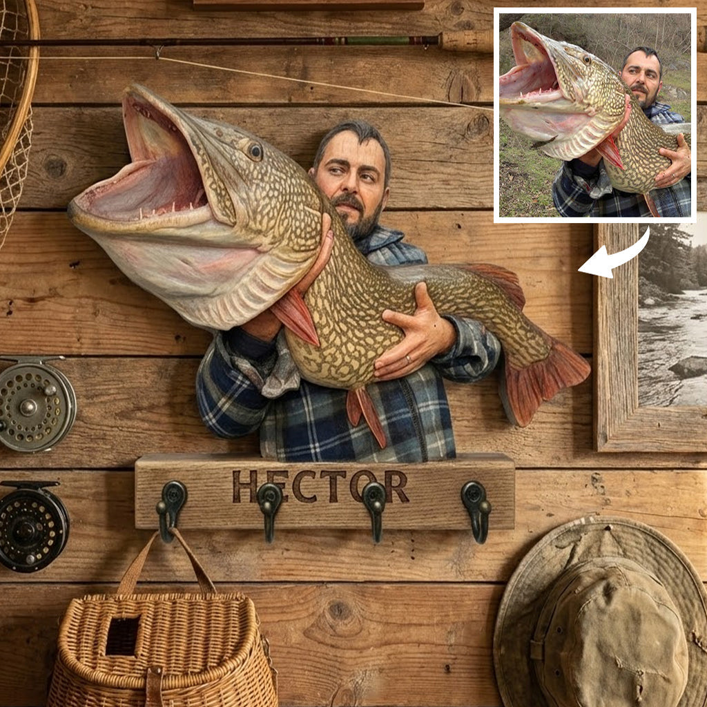 Custom From Any Photo - Personalized Fishing Custom Shaped Hanging Rack