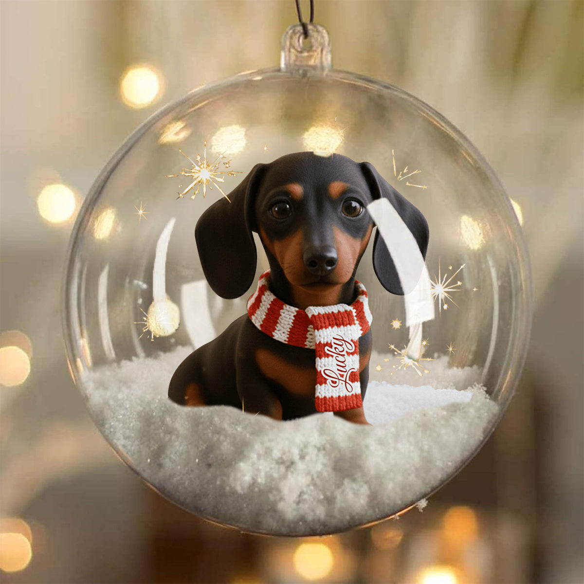 I Love My Dog - Personalized Dog Snow Globe Ornament With Bow