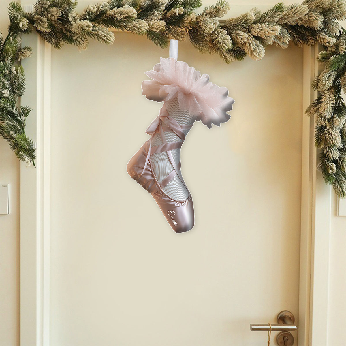 Cadeau idéal pour les passionnés de ballet - Chaussette de Noël personnalisée en forme de ballerine