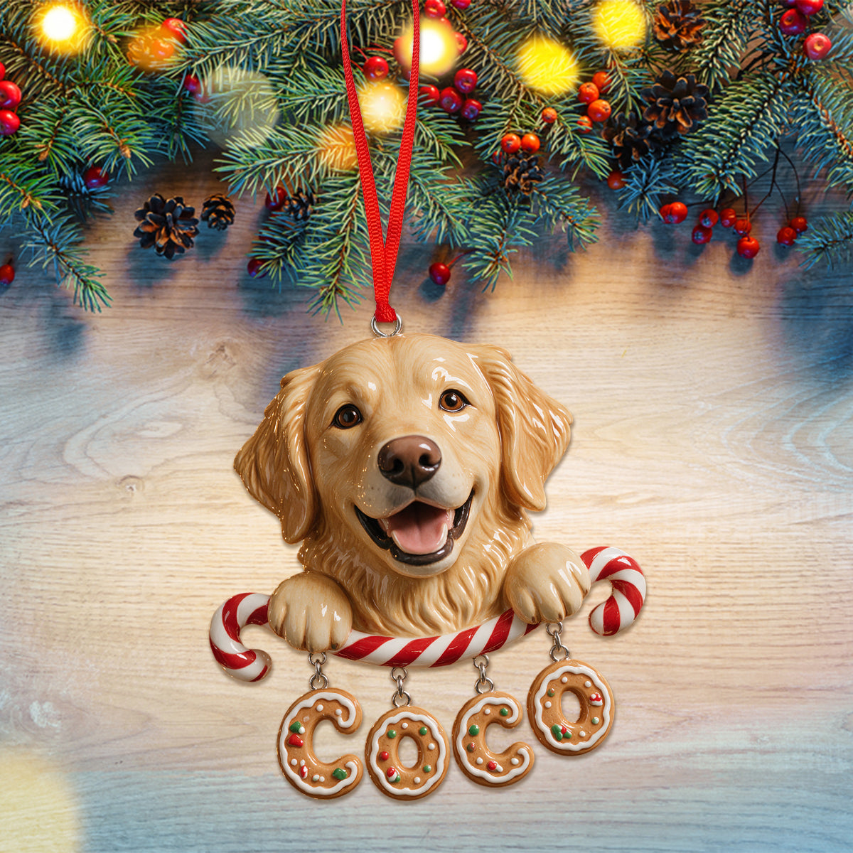 A Very Merry Woofmas - Personalized Dog Ornament With Charm