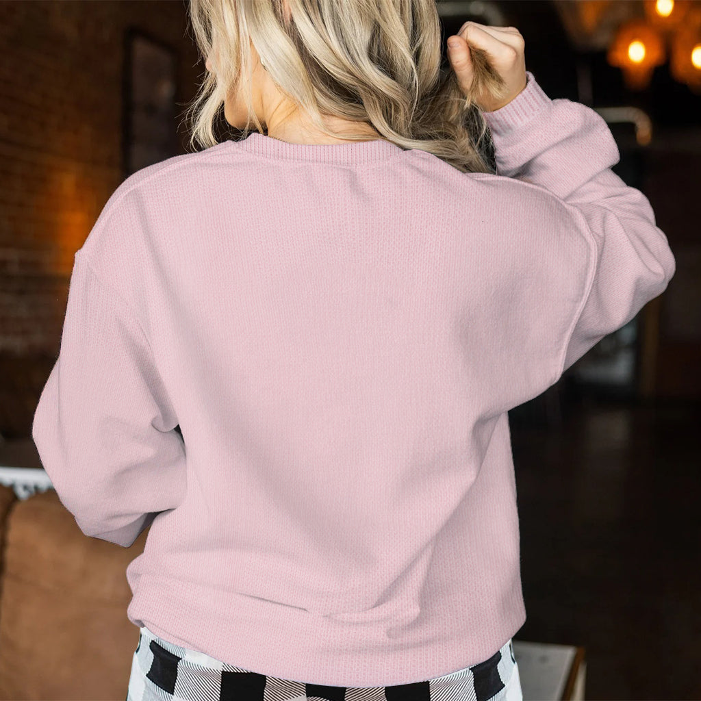 Pull moche personnalisé avec un teckel rose en tricot pour la sensibilisation au cancer du sein