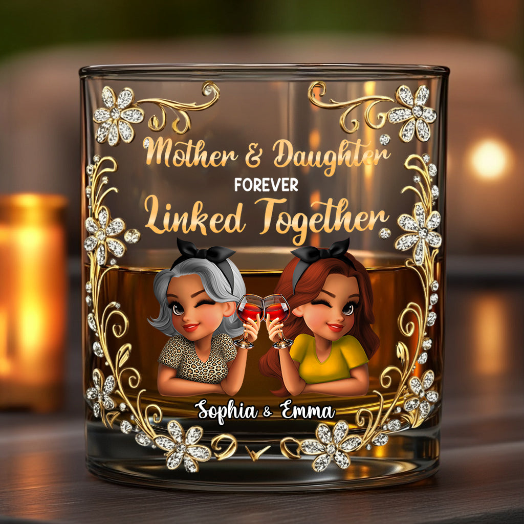 Mère et fille unies pour toujours - Verre à whisky personnalisé pour maman
