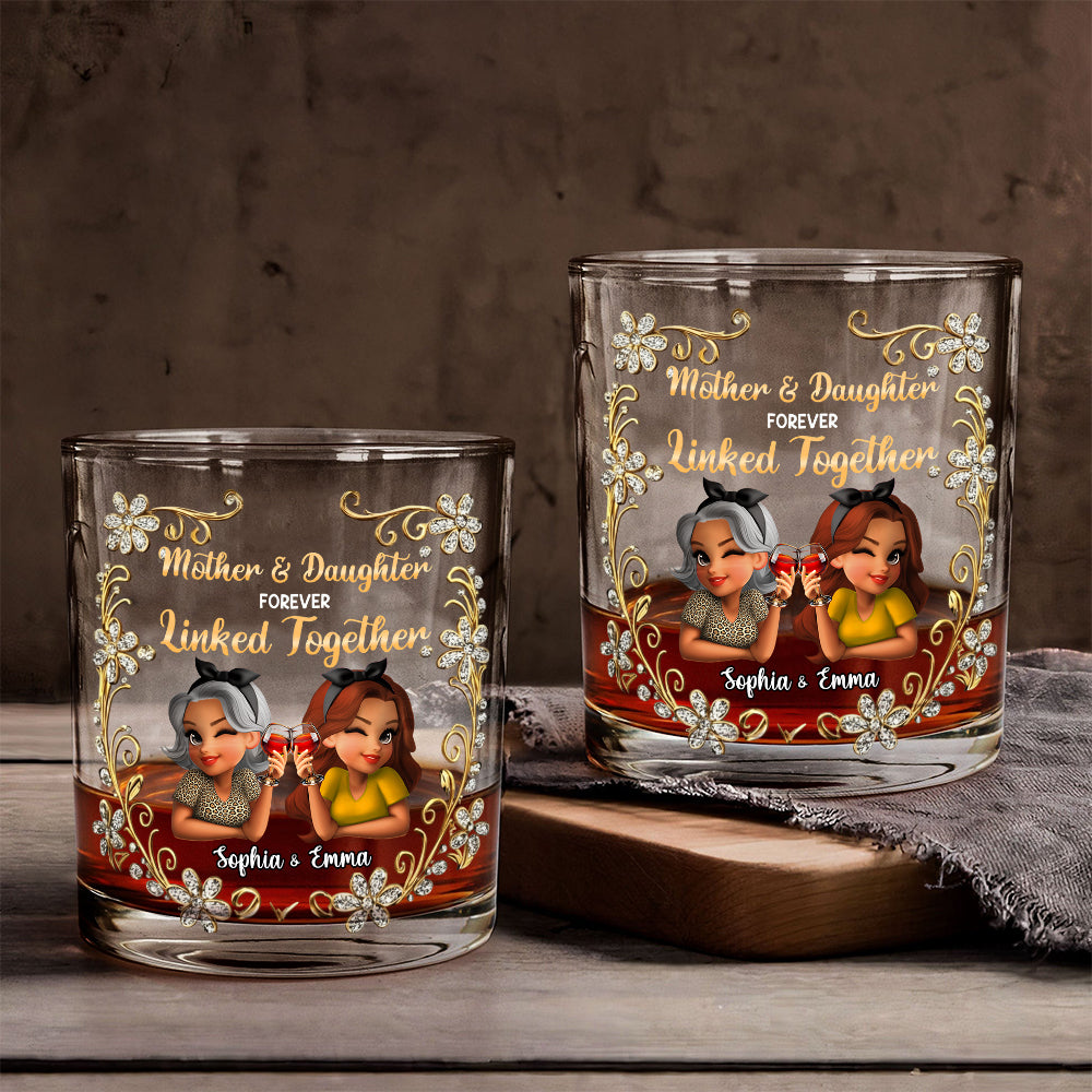 Mère et fille unies pour toujours - Verre à whisky personnalisé pour maman