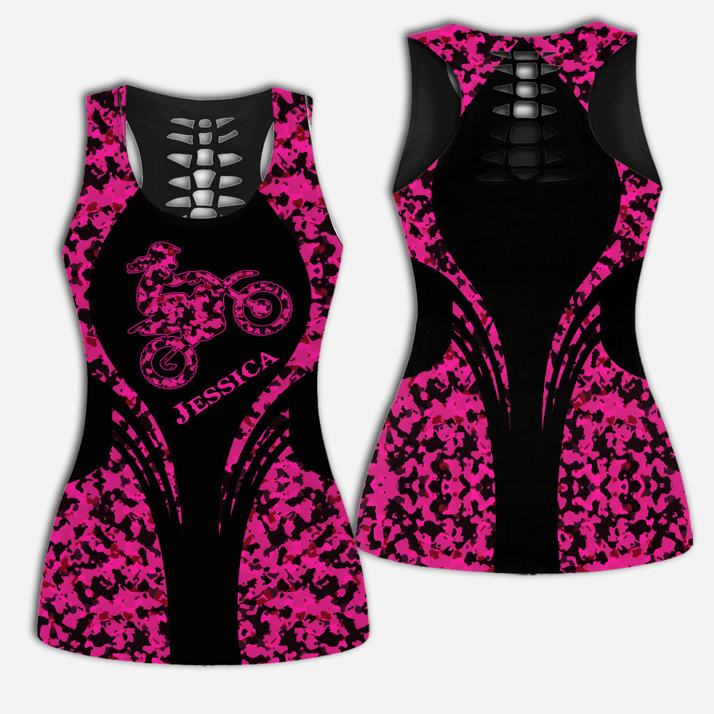 Dirt Girls - Débardeur et legging ajourés personnalisés pour moto cross