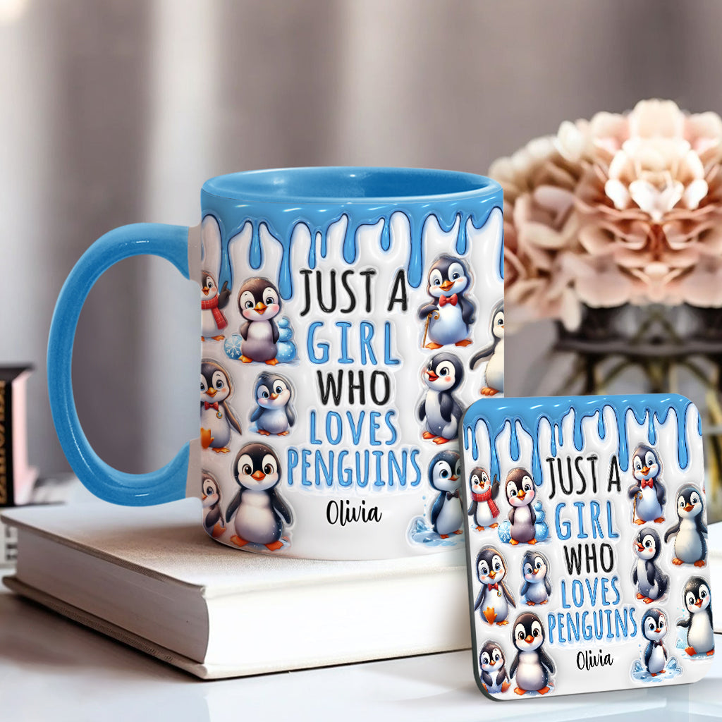 Mug personnalisé « Juste une fille qui aime les pingouins »
