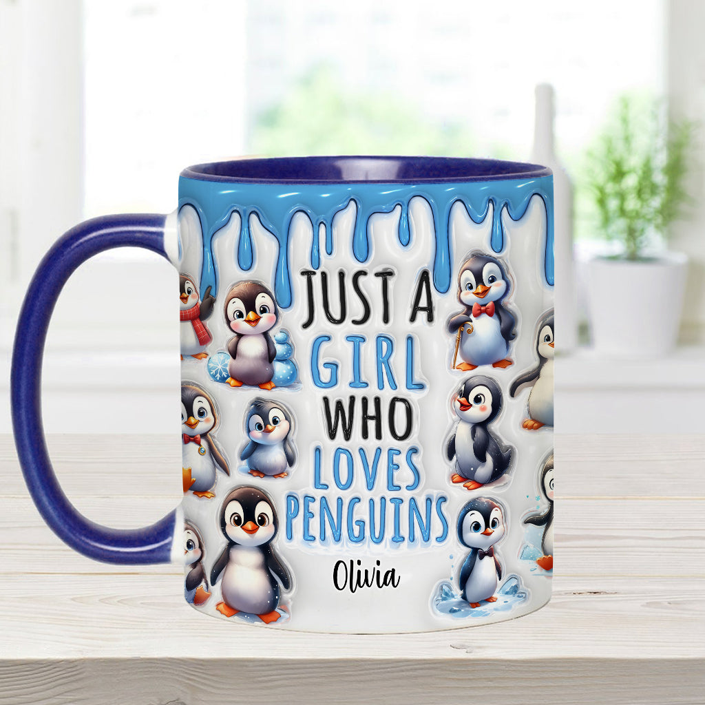 Mug personnalisé « Juste une fille qui aime les pingouins »