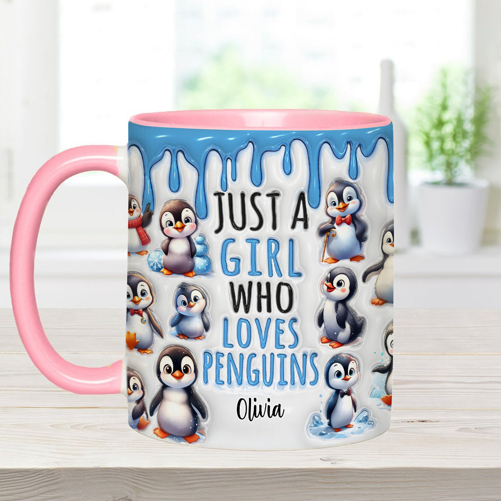 Mug personnalisé « Juste une fille qui aime les pingouins »