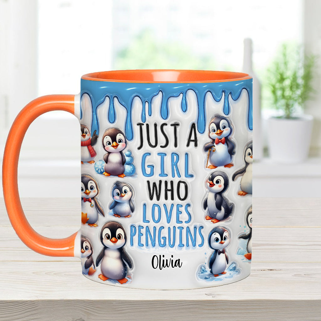 Mug personnalisé « Juste une fille qui aime les pingouins »