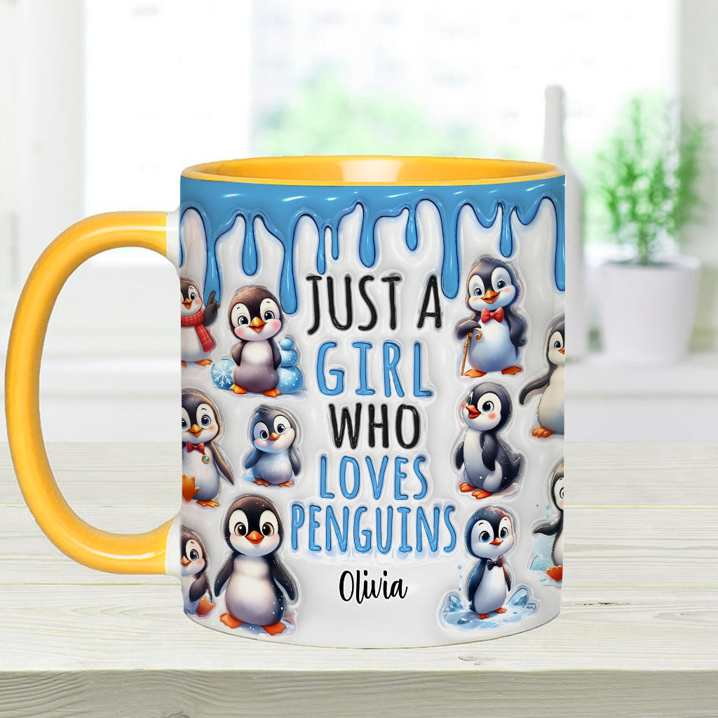 Mug personnalisé « Juste une fille qui aime les pingouins »