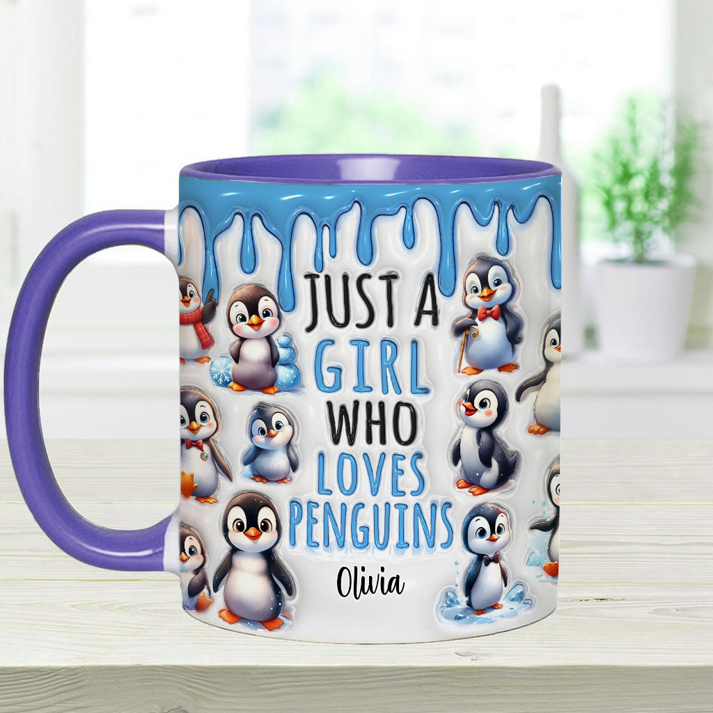 Mug personnalisé « Juste une fille qui aime les pingouins »