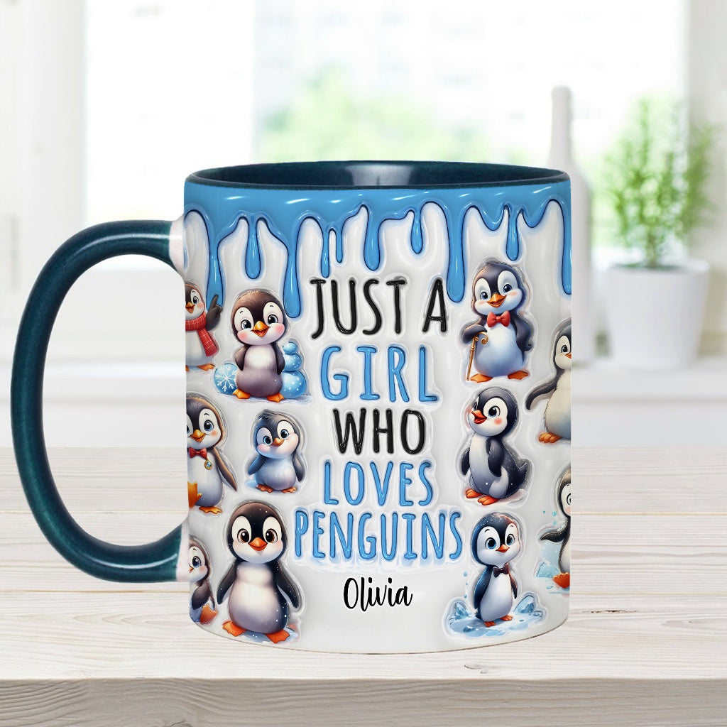 Mug personnalisé « Juste une fille qui aime les pingouins »