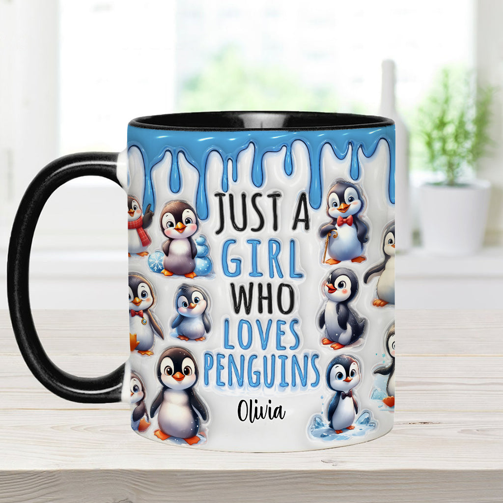 Mug personnalisé « Juste une fille qui aime les pingouins »