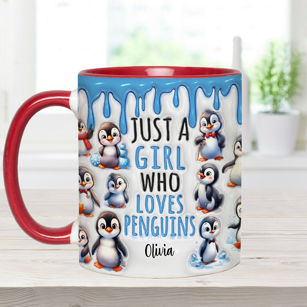 Mug personnalisé « Juste une fille qui aime les pingouins »