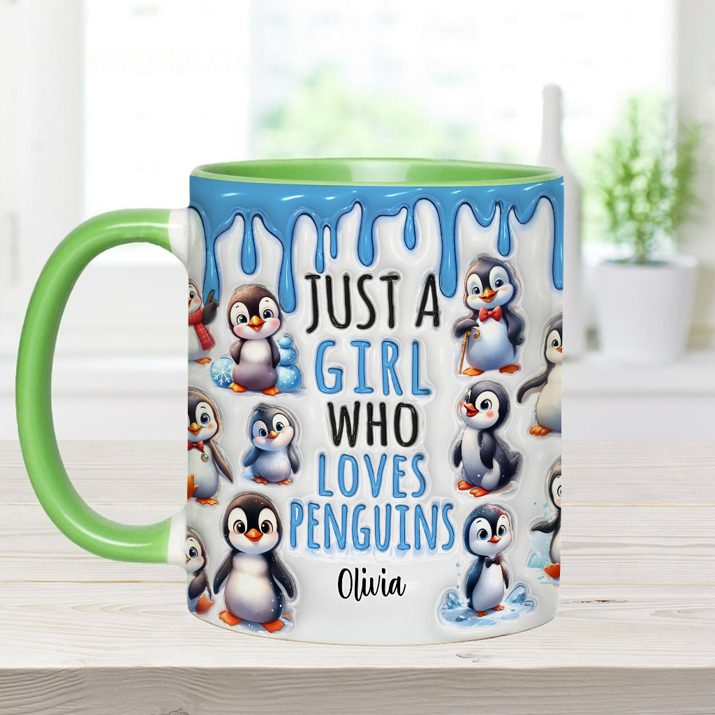 Mug personnalisé « Juste une fille qui aime les pingouins »