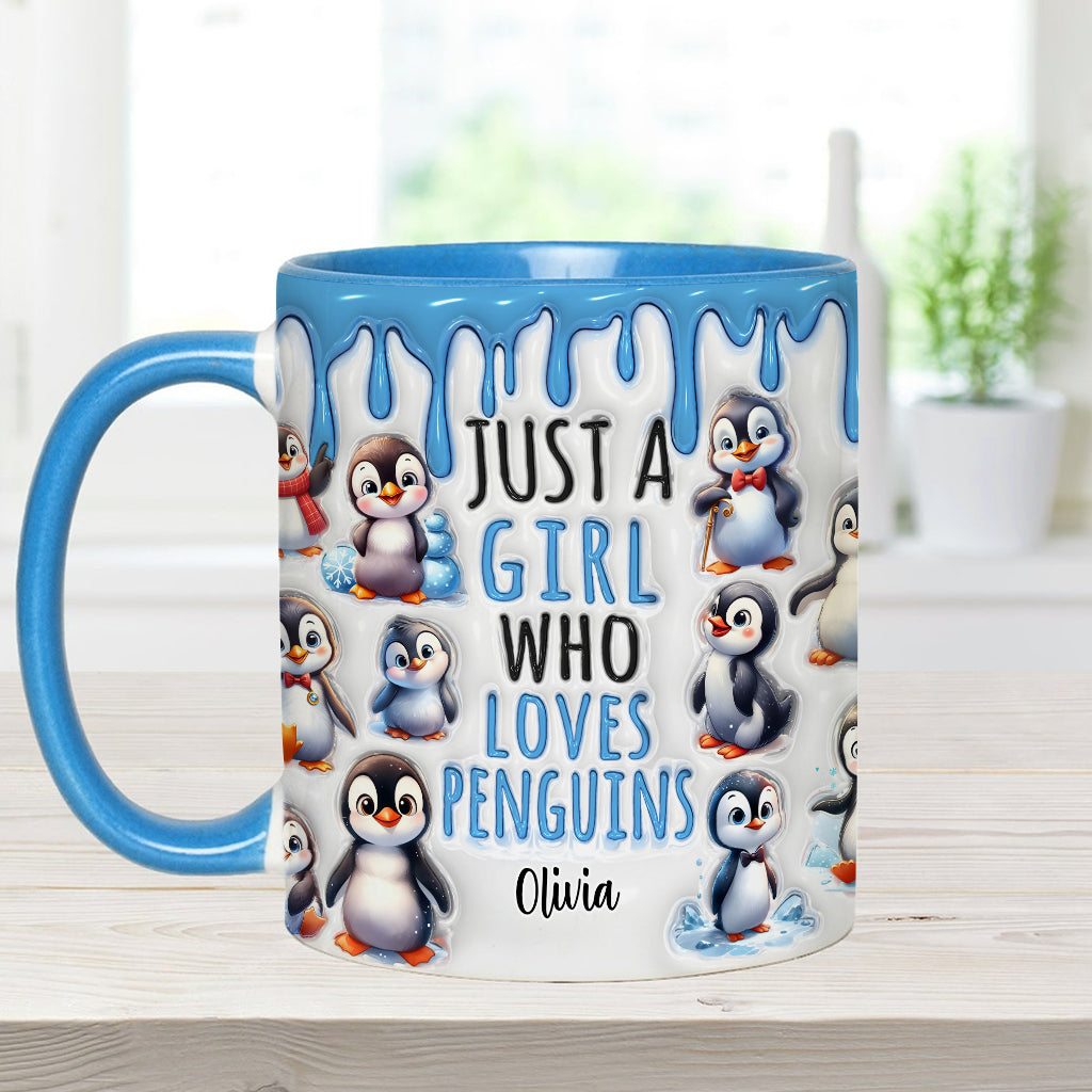 Mug personnalisé « Juste une fille qui aime les pingouins »