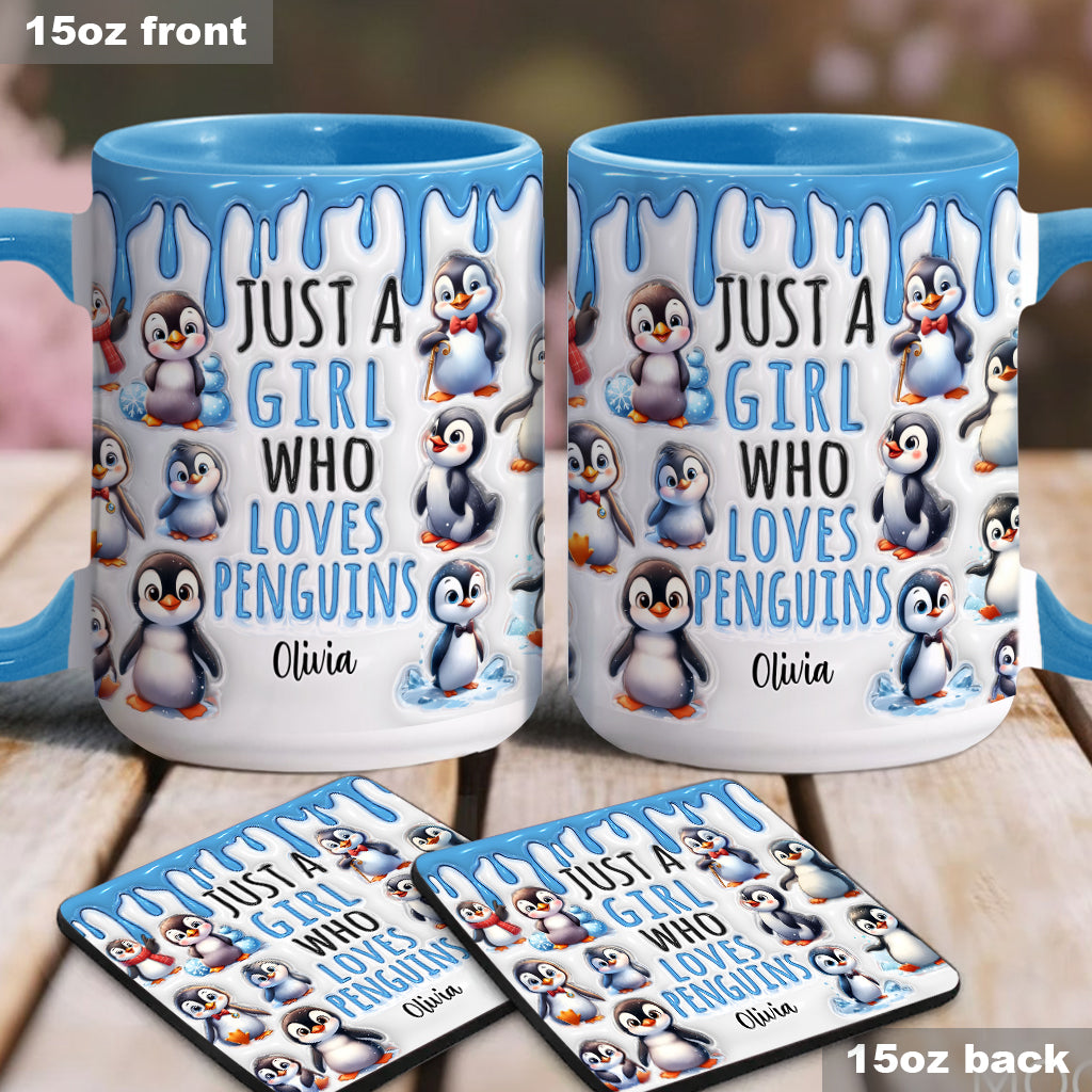 Mug personnalisé « Juste une fille qui aime les pingouins »
