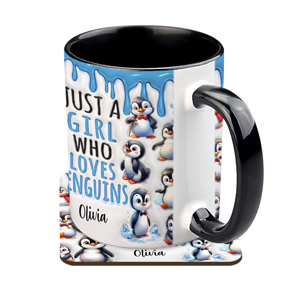 Mug personnalisé « Juste une fille qui aime les pingouins »