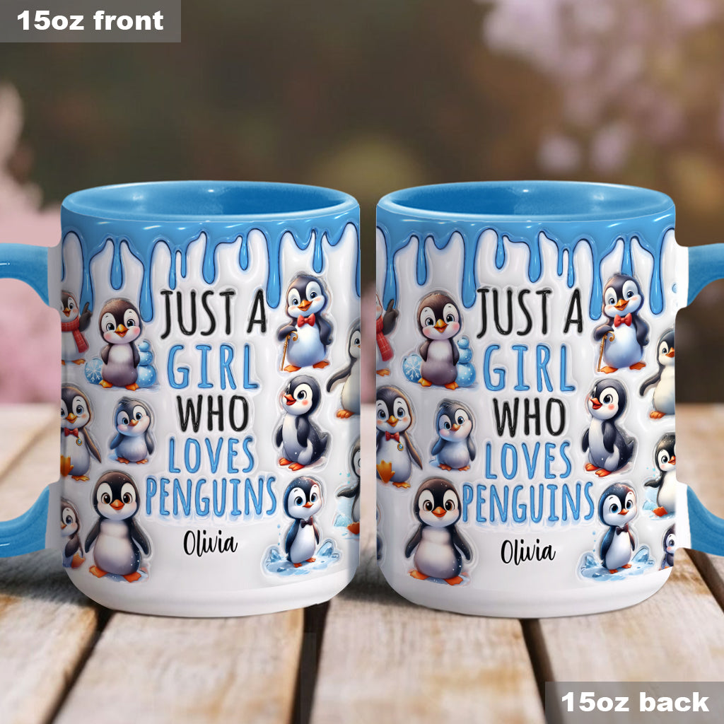 Mug personnalisé « Juste une fille qui aime les pingouins »